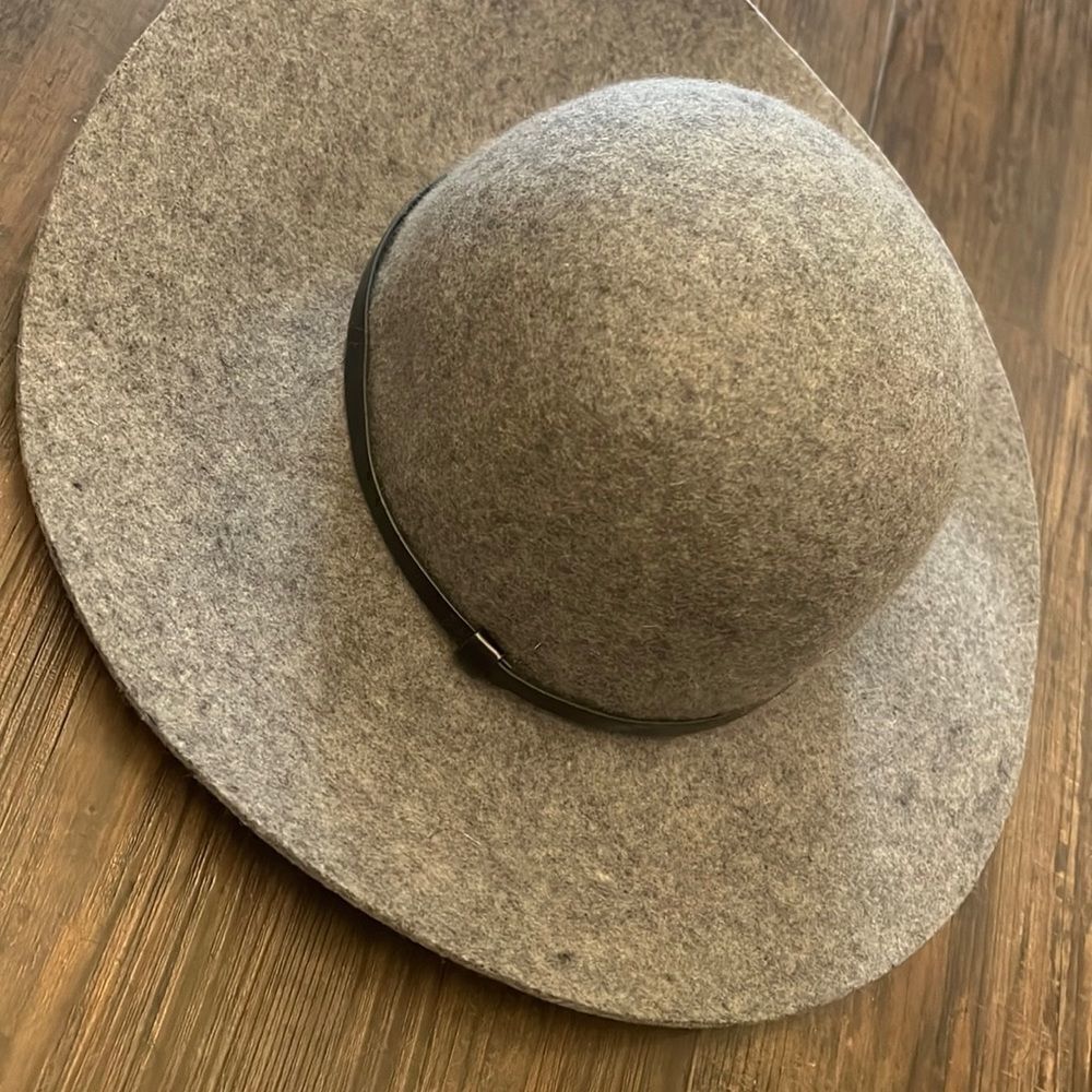Womens Gray fall floppy hat wide brim accessories s/m designer chic autumn - Picture 2 of 7